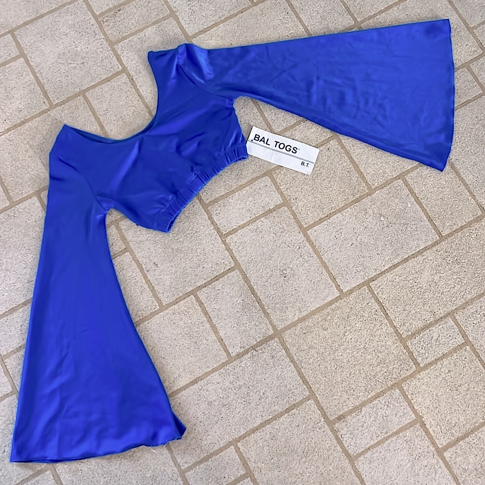 Blue Angel Wing Sleeves Spandex Dancewear Crop Top M NWT
